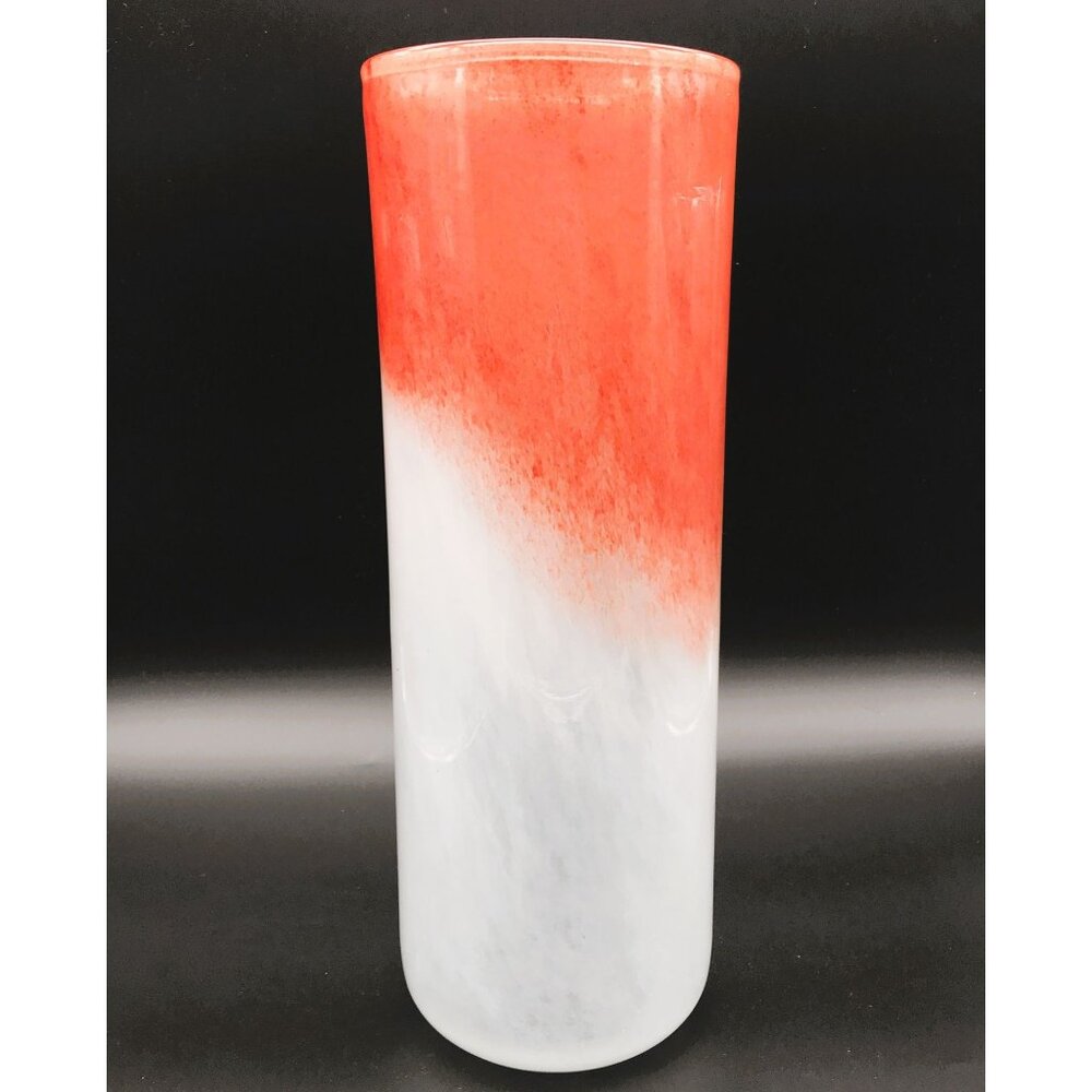 Pier One White Orange Ombre Art Glass Vase Hand Blown Abstract Modern Pier 1